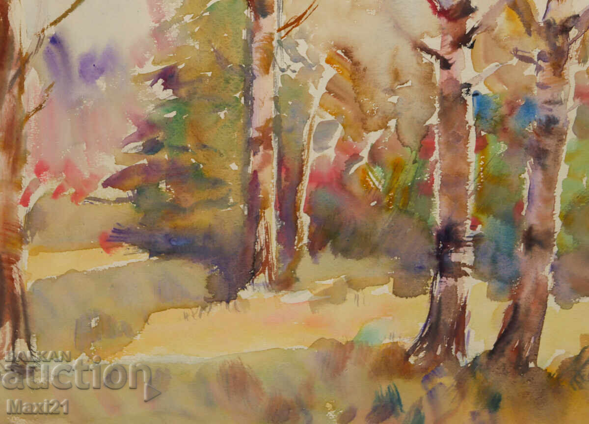 Old watercolor painting landscape nature - 5