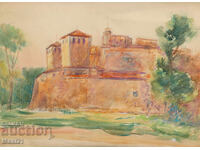 Παλαιός πίνακας αστικού τοπίου φρούριο