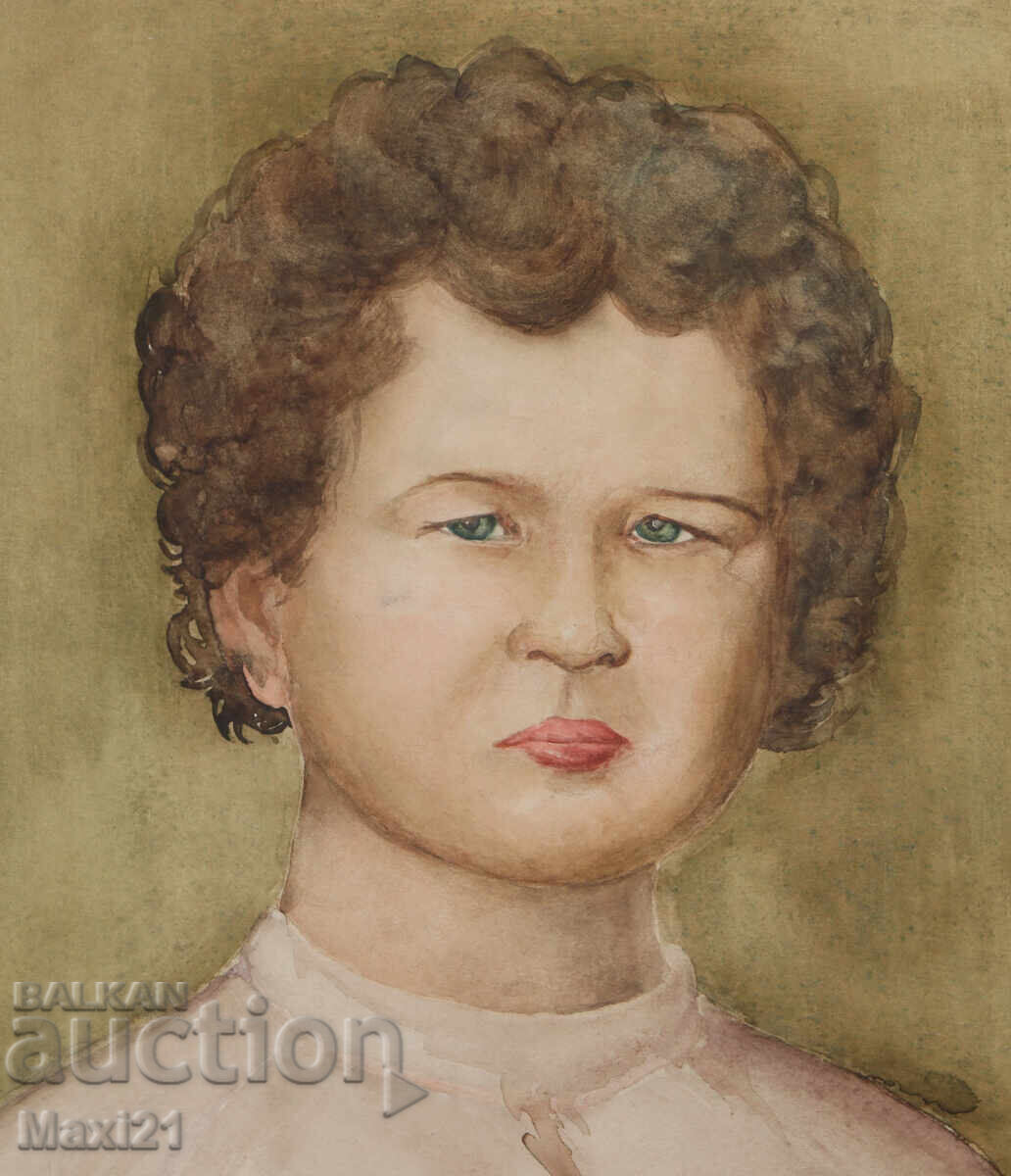 Tablou vechi, portret de copil - 5