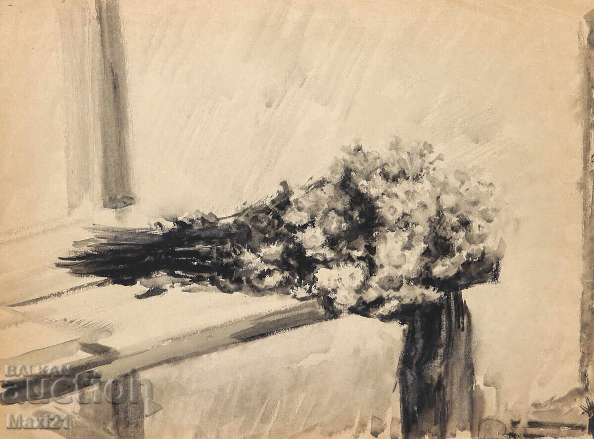 Tablou vechi natură statică buchet de flori