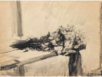 Стара картина натюрморт букет цветя