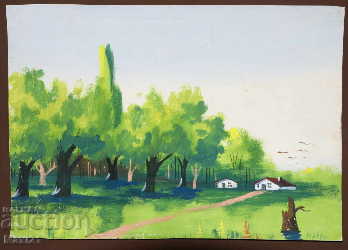 Old gouache painting, genre scene, landscape, nature with price 200.00 BGN | € 102.26 Old gouache painting, genre scene, landscape, nature with price 200.00 BGN | € 102.26