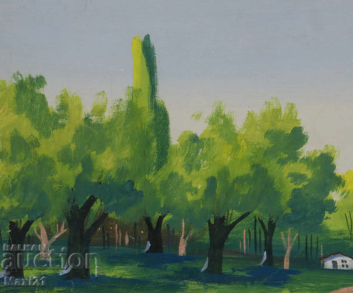 Delivery of Old gouache painting, genre scene, landscape, nature Delivery of Old gouache painting, genre scene, landscape, nature