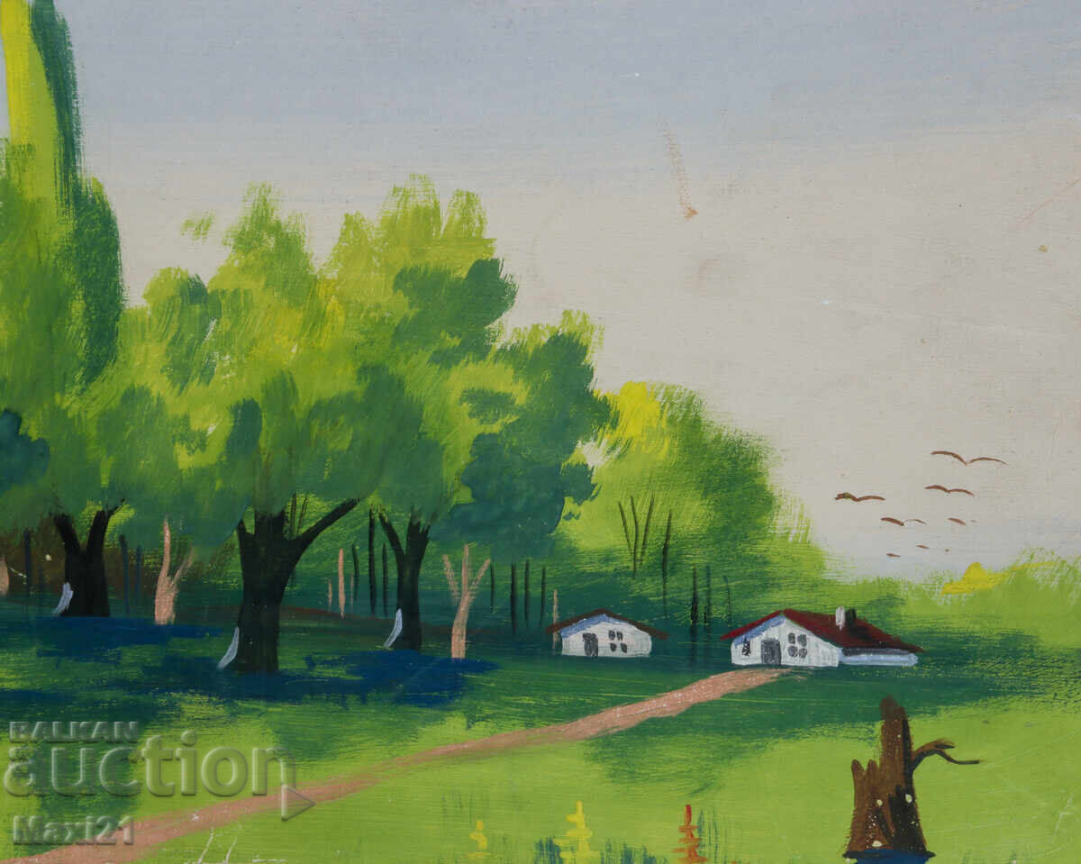 Old gouache painting, genre scene, landscape, nature - 6 Old gouache painting, genre scene, landscape, nature - 6