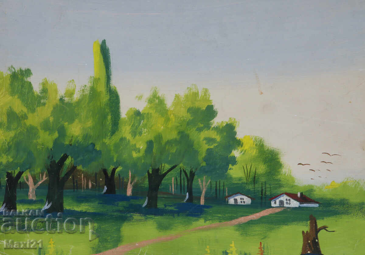 Old gouache painting, genre scene, landscape, nature Old gouache painting, genre scene, landscape, nature