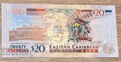 20 East Caribbean Dollars, 2012-2015, UNC with price 30.00 BGN | € 15.34