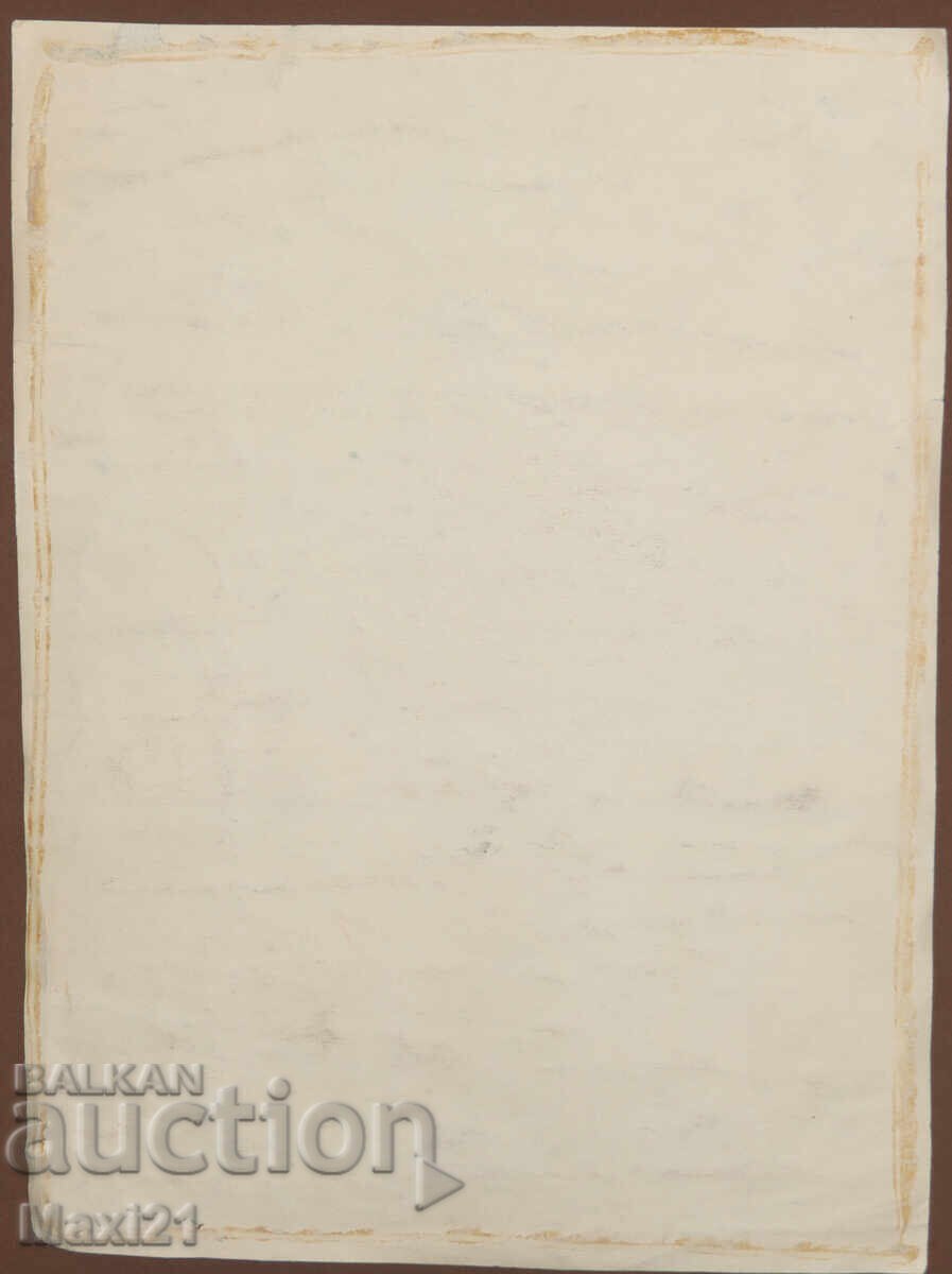 Old gouache painting, mountain landscape, lake - 7