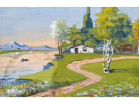 Παλιός πίνακας γκουάς όμορφο τοπίο