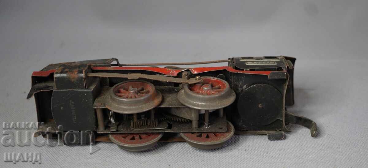 Παλιό Γερμανικό Μεταλλικό μηχανικό παιχνίδι τρένο ατμομηχανή - 5