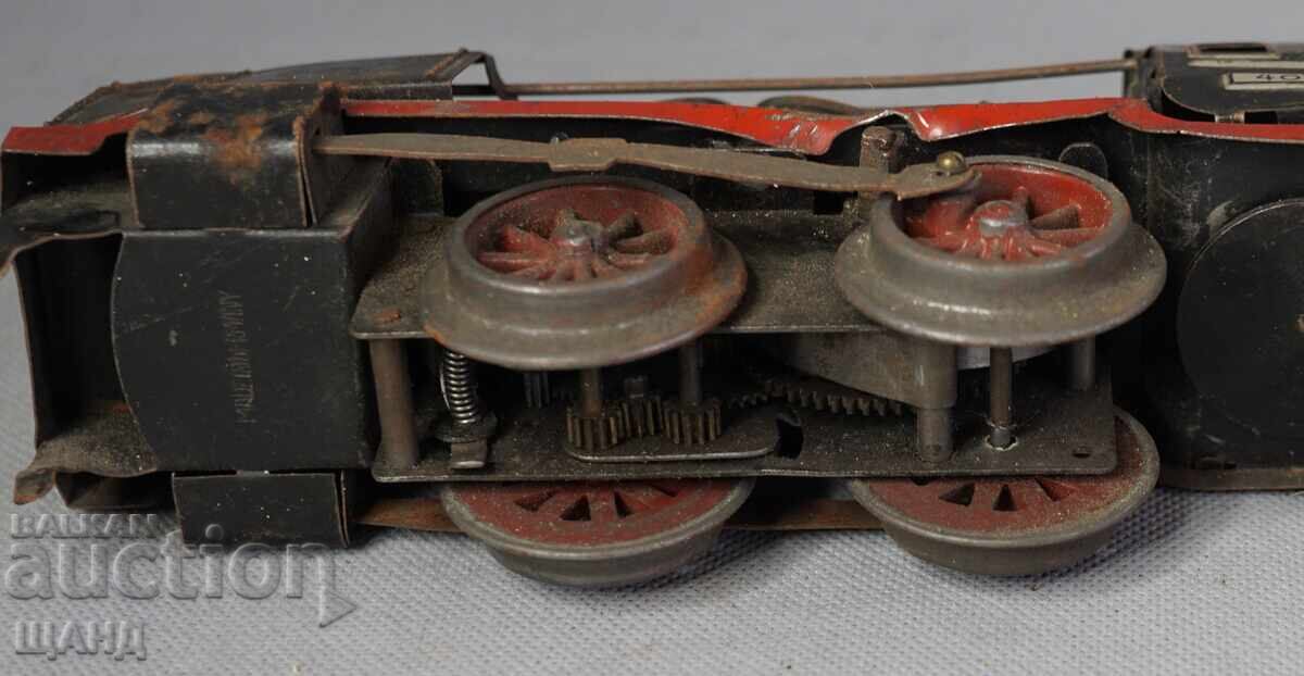 Παλιό Γερμανικό Μεταλλικό μηχανικό παιχνίδι τρένο ατμομηχανή - 6
