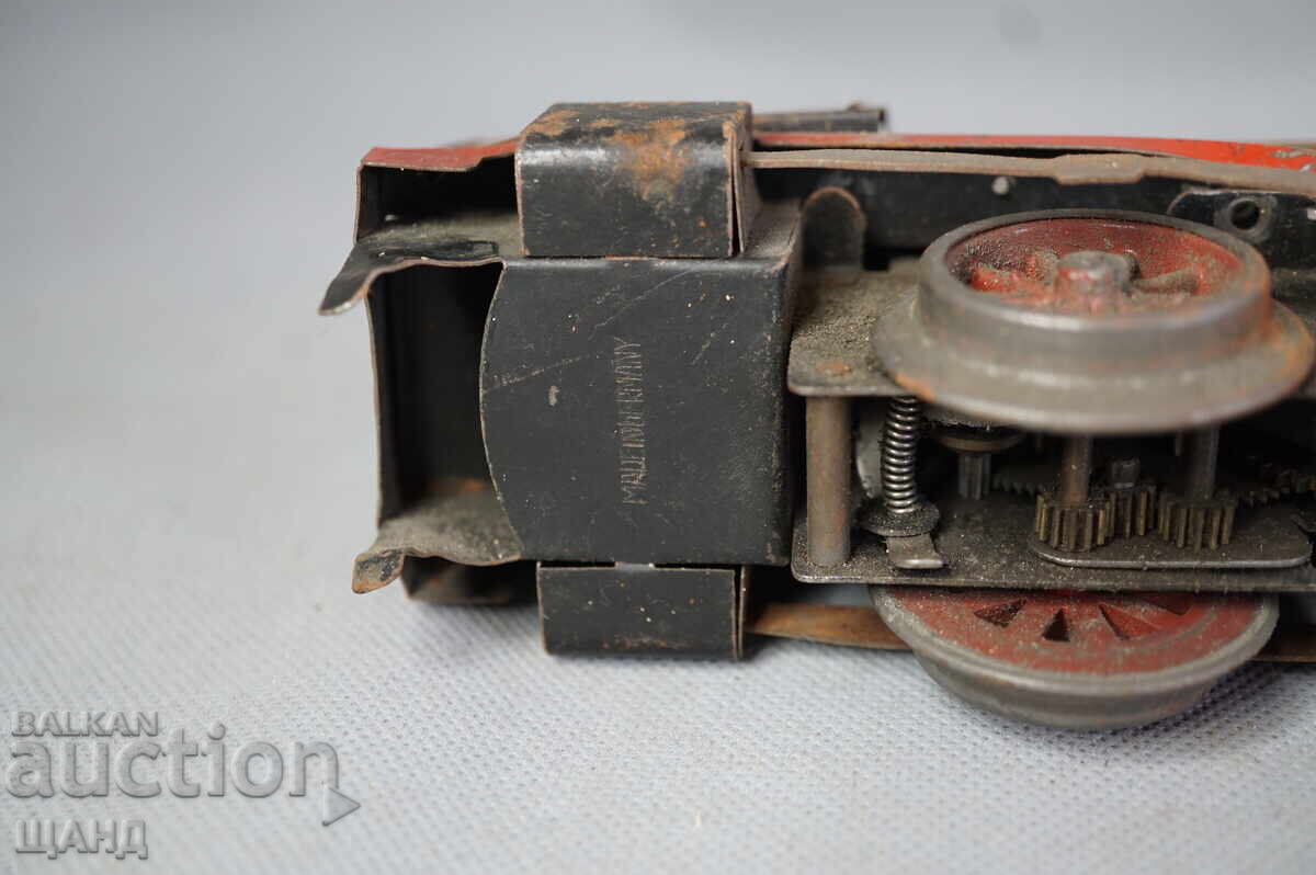 Παλιό Γερμανικό Μεταλλικό μηχανικό παιχνίδι τρένο ατμομηχανή - 7