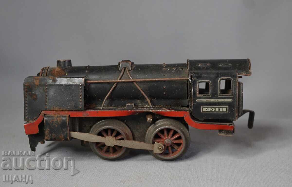 Παλιό Γερμανικό Μεταλλικό μηχανικό παιχνίδι τρένο ατμομηχανή