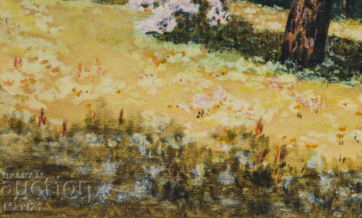 Old gouache painting, beautiful spring landscape - 6 Old gouache painting, beautiful spring landscape - 6