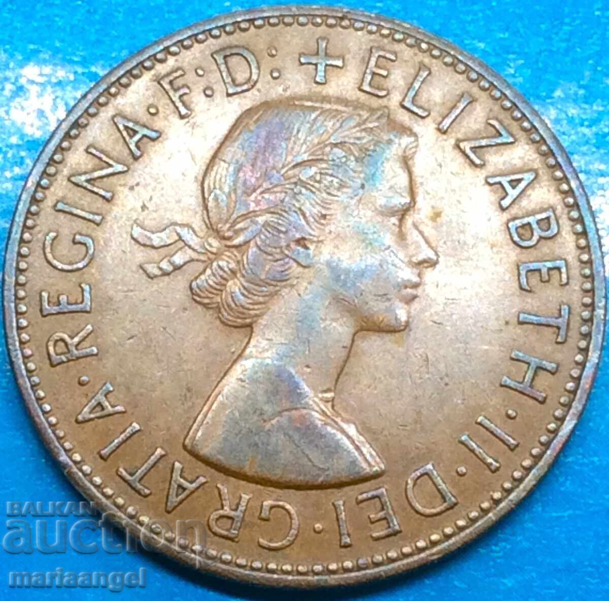 Marea Britanie 1 penny 1961 Elisabeta II 30mm 9,5g bronz - 7