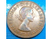 Великобритания 1 пени 1961 Елизавета II 30мм 9,5г бронз