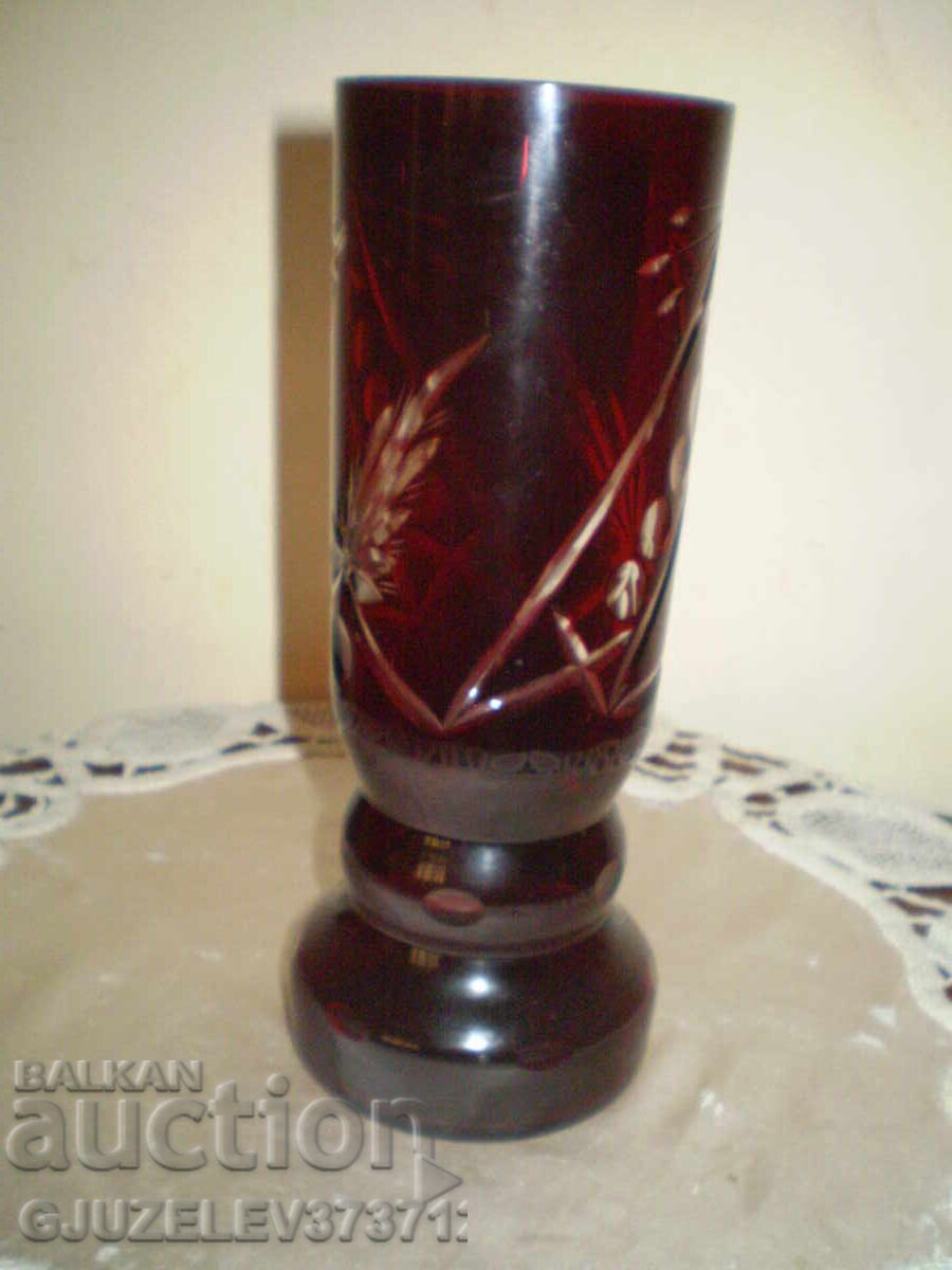 Crystal vase red crystal height 21.5 cm - 5
