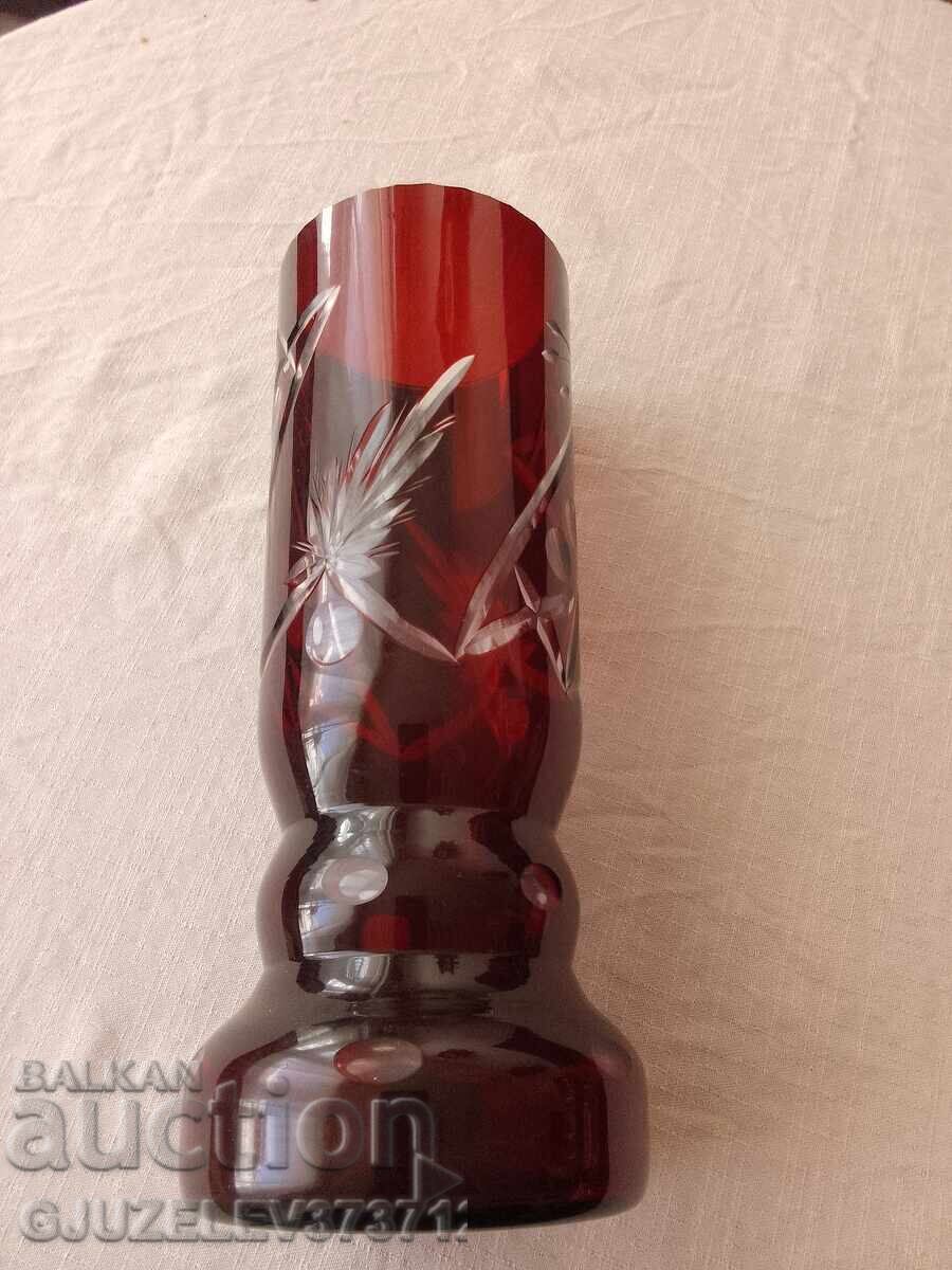 Crystal vase red crystal height 21.5 cm - 6