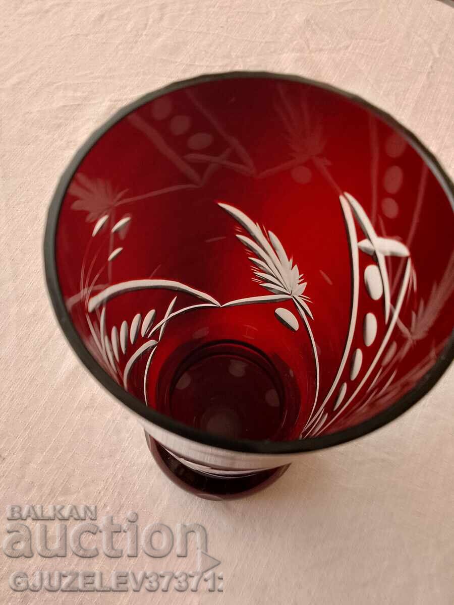 Crystal vase red crystal height 21.5 cm - 7