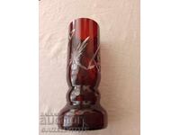Vază de cristal, cristal roșu, înălțime 21.5 cm