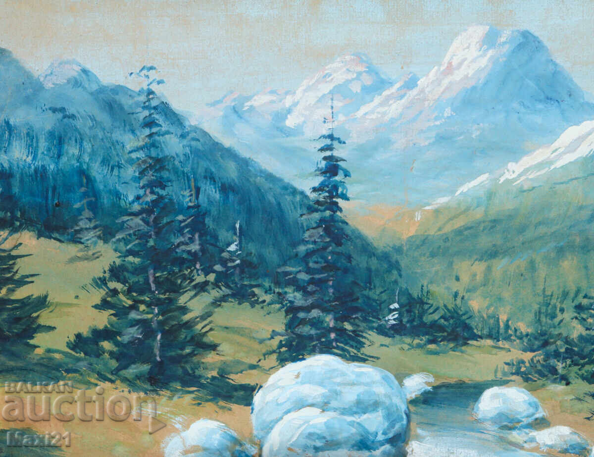 Παράδοση Παλιό έργο γκουάς ορεινό τοπίο