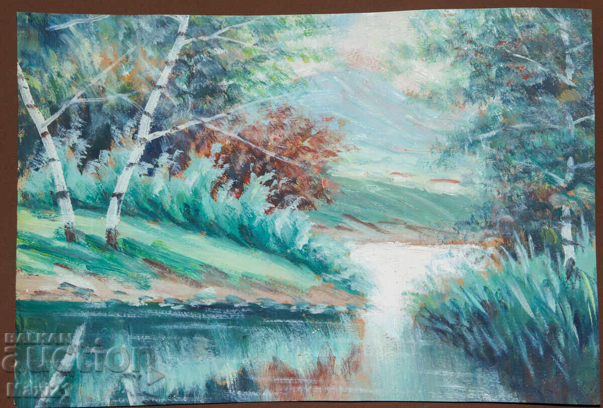 Oil painting natural landscape lake with price 220.00 BGN | € 112.48