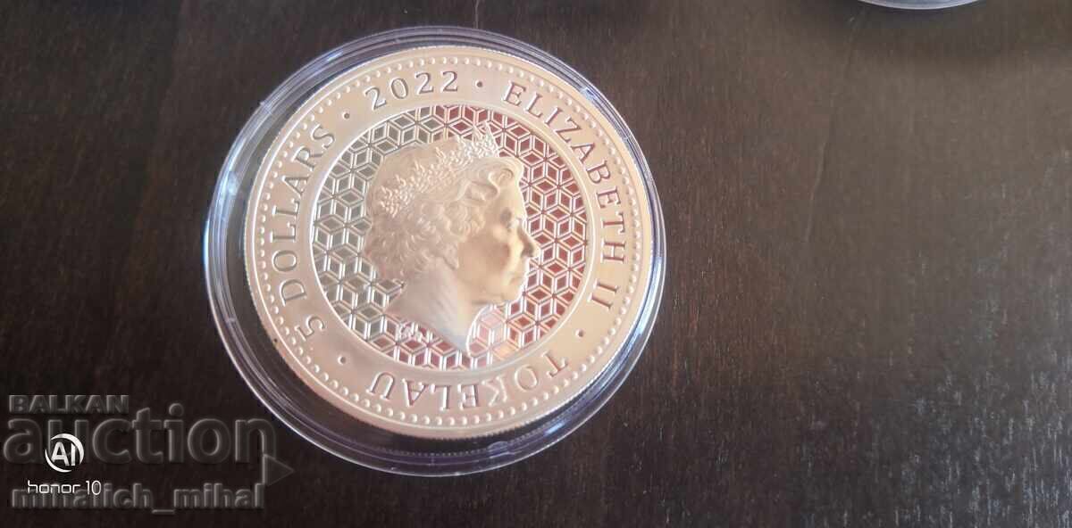 Licitație 1 oz argintiu BULL and BEAR Tokelau 2022 oz