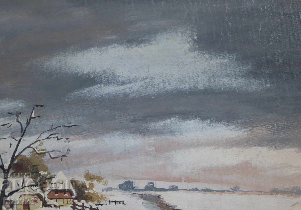 Delivery of Old landscape painting gouache winter