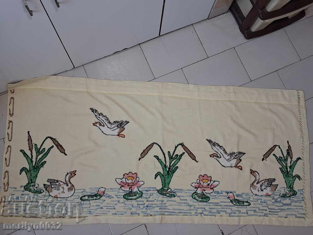 Auction  Hand-embroidered carpet costume interior item from the 1940s