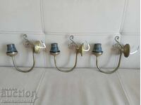 Trei bucăți aplice de perete din alamă