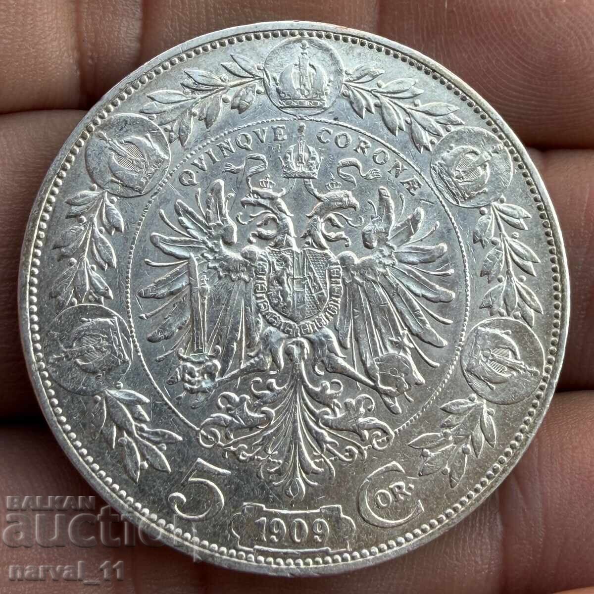 5 Крони 1909 ( малък портрет ) - Австрия 5 Крони 1909 ( малък портрет ) - Австрия
