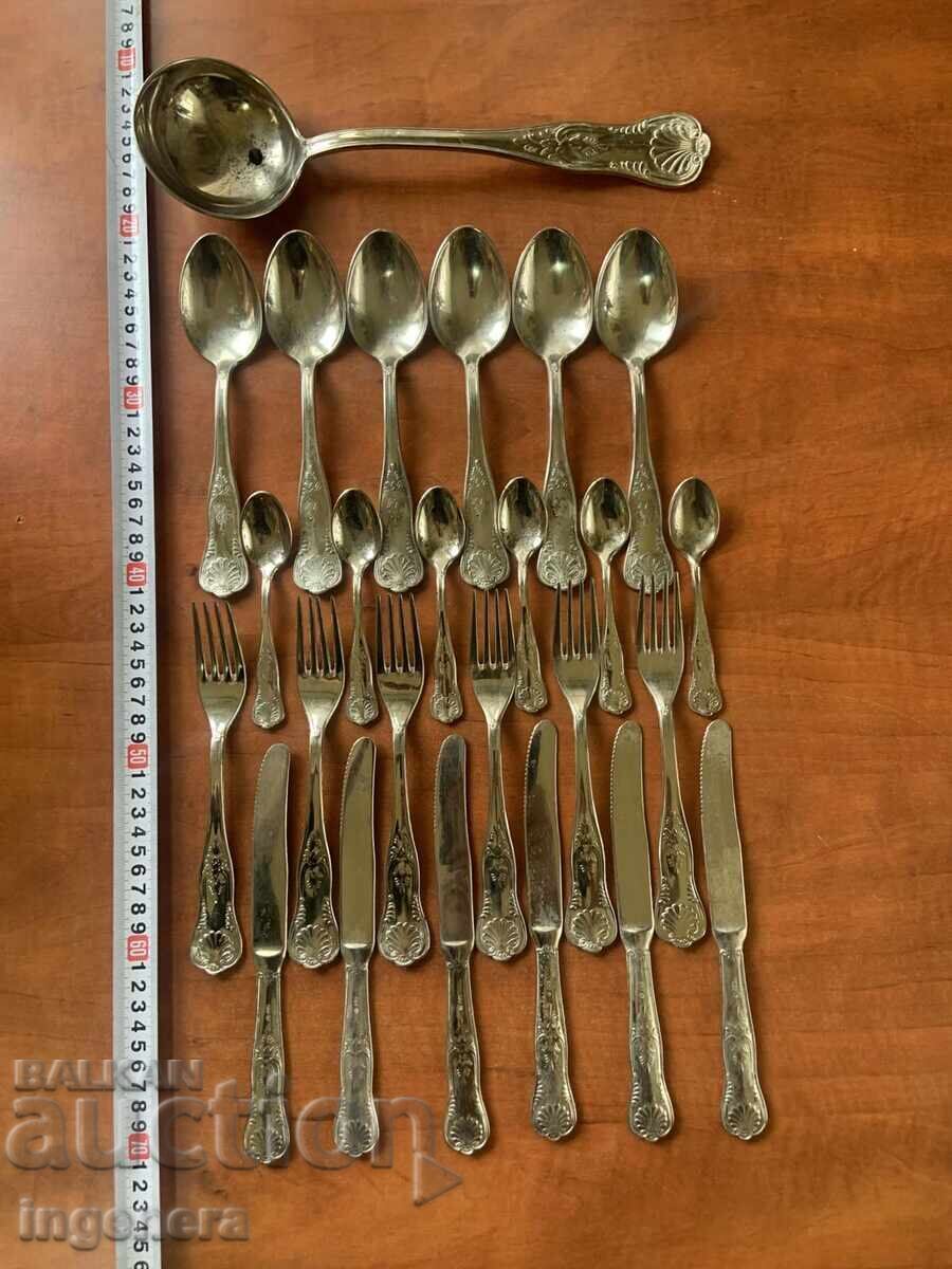 SILVER-PLATED EATING UTENSILS - MARKED 800 WEIGHT - 1350 GR