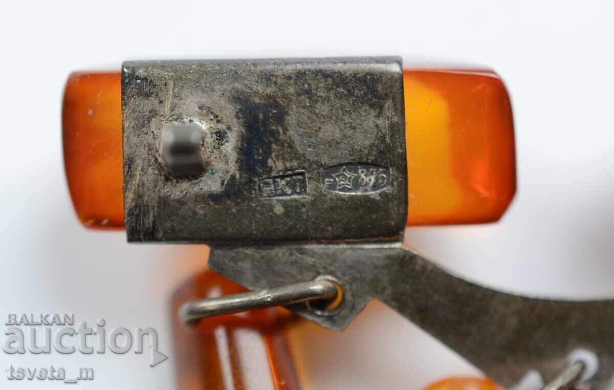 Delivery of Antique silver brooch with amber USSR Silver 875 / 7.8 gr