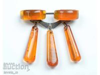 Broșă veche din argint cu chihlimbar URSS Argint 875 / 7,8 gr