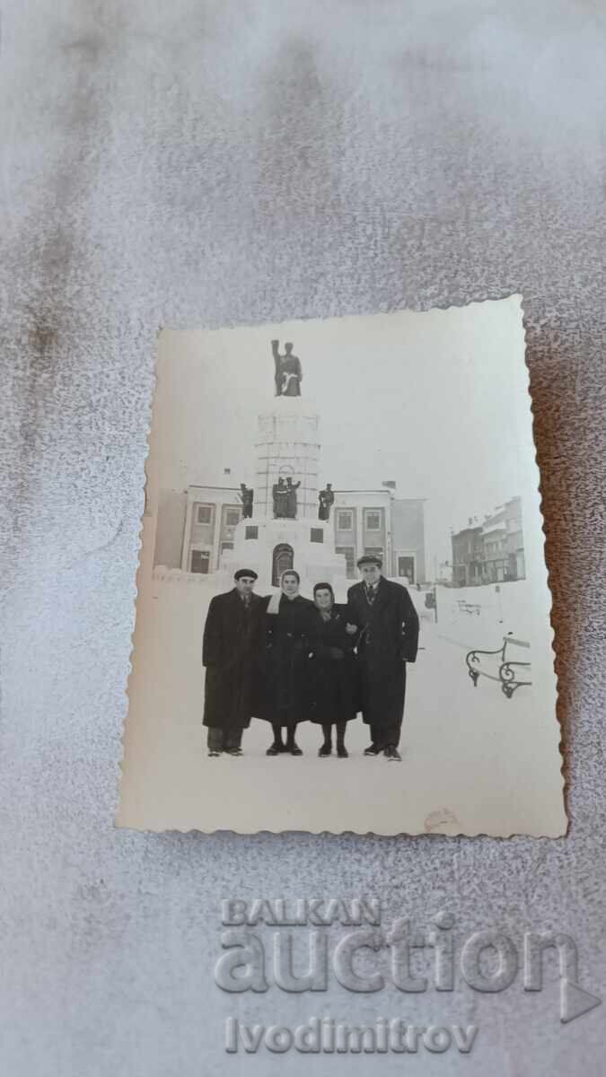 Photograph Haskovo Men and women in front of the monument in winter 1954
