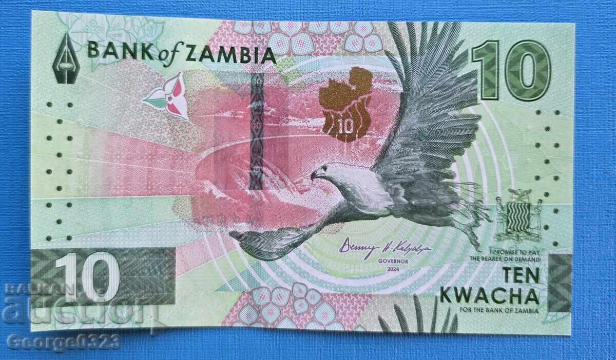 Zambia 2024 10 Kwacha UNC Nouă