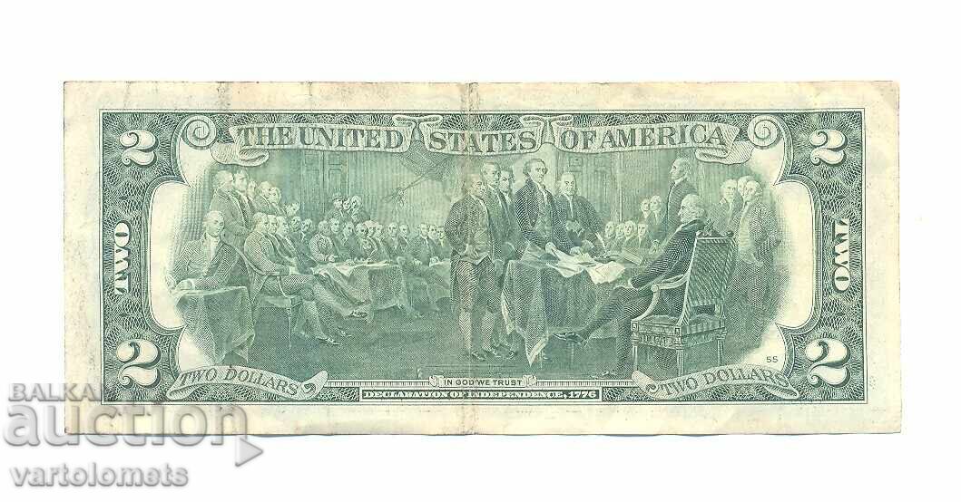 2 долара САЩ 2013 - банкнота с цена 6.00 лв. | € 3.07 2 долара САЩ 2013 - банкнота с цена 6.00 лв. | € 3.07