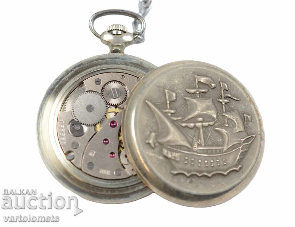 Джобен часовник МОЛНИЯ MOLNIJA 18к. кораб - не работи - 6 Джобен часовник МОЛНИЯ MOLNIJA 18к. кораб - не работи - 6