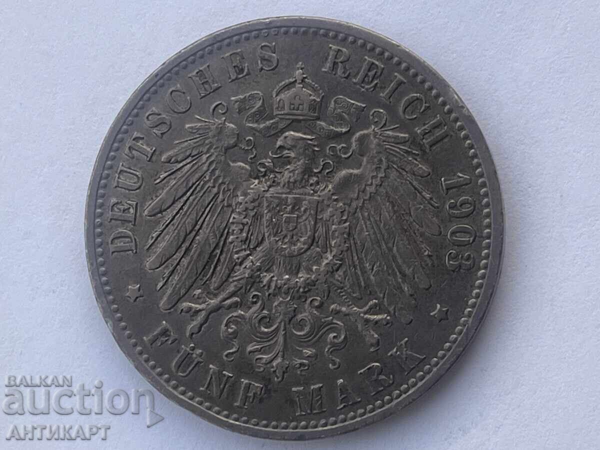 Germania monedă de argint 5 mărci 1903 Otto Bavaria oxidată cu preț 86.00 BGN | € 43.97 Germania monedă de argint 5 mărci 1903 Otto Bavaria oxidată cu preț 86.00 BGN | € 43.97
