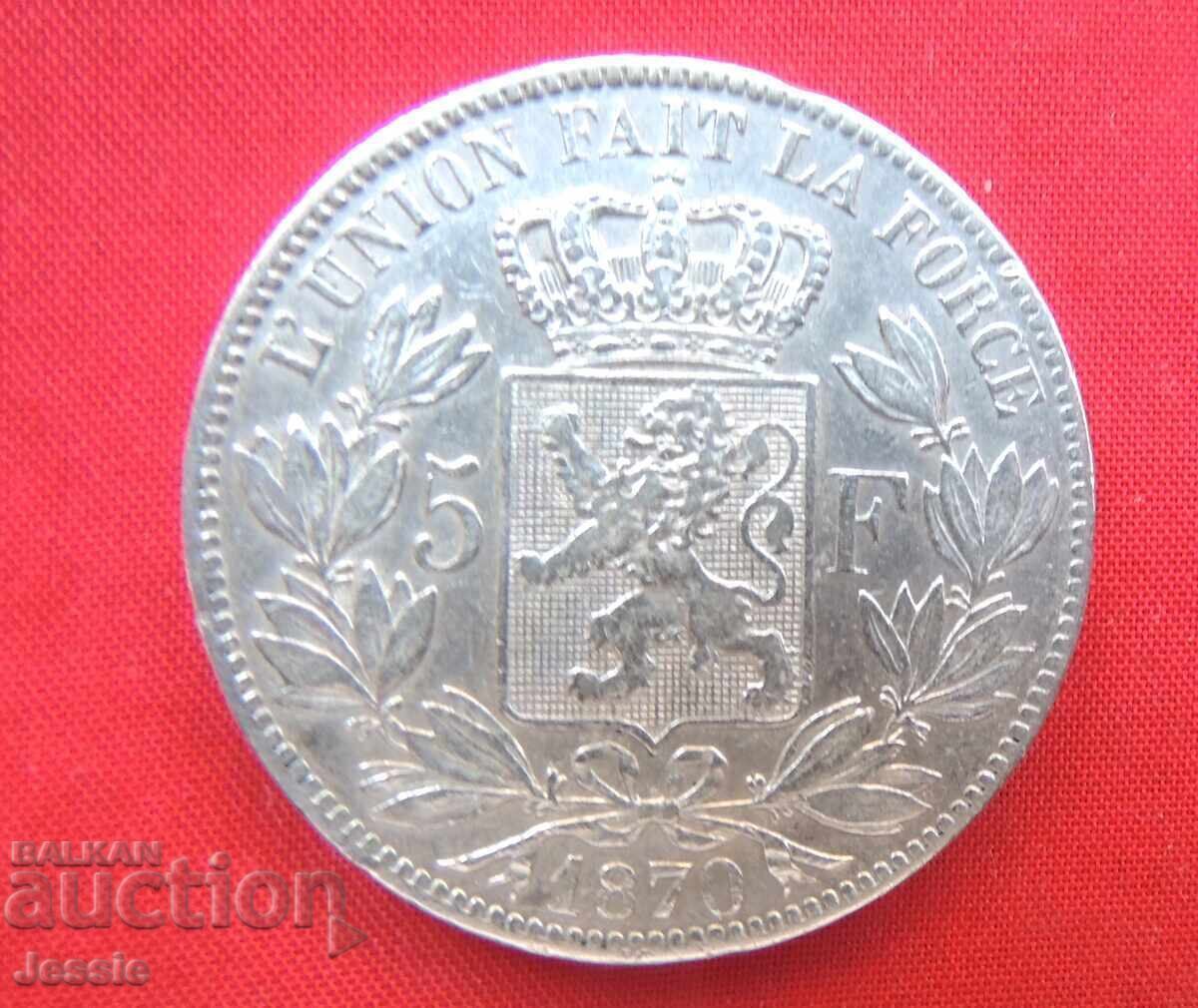 5 Φράγκα 1870 Βέλγιο Ασήμι 5 Φράγκα 1870 Βέλγιο Ασήμι