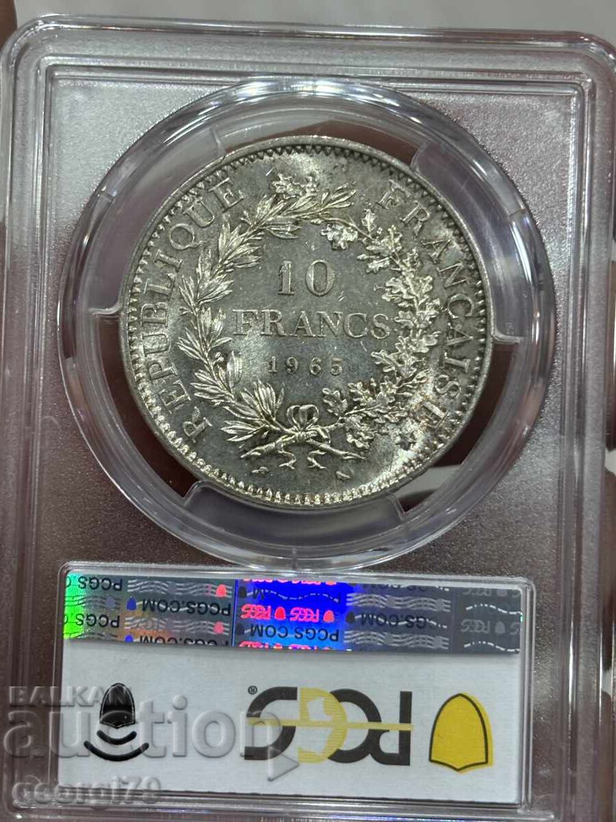 Δημοπρασία 10 φράγκα 1965 PCGS MS 64 Ηρακλής