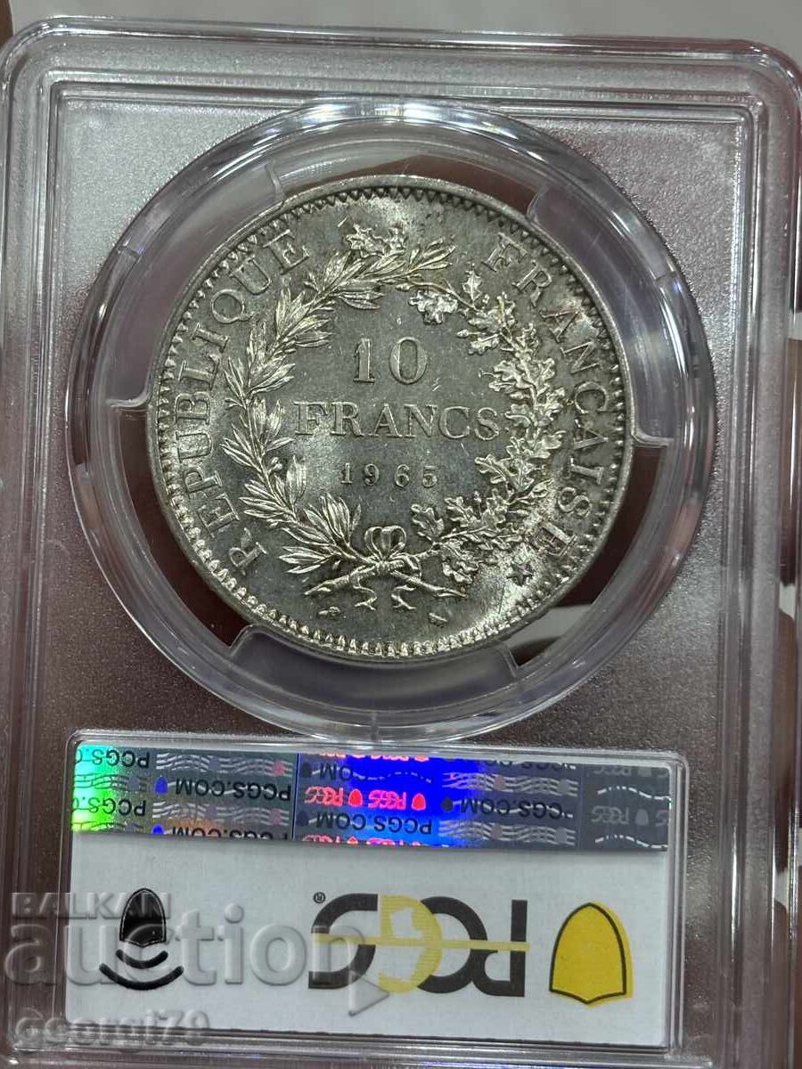 Παράδοση 10 φράγκα 1965 PCGS MS 64 Ηρακλής