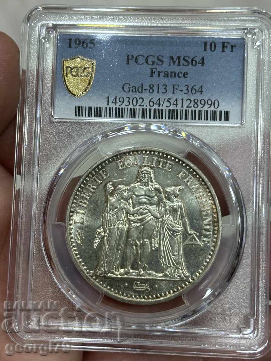 10 φράγκα 1965 PCGS MS 64 Ηρακλής