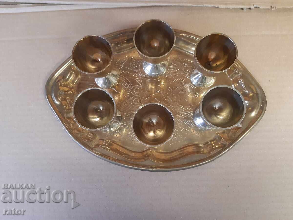 Delivery of Old beautiful bronze set for liqueur, rakia and other drinks