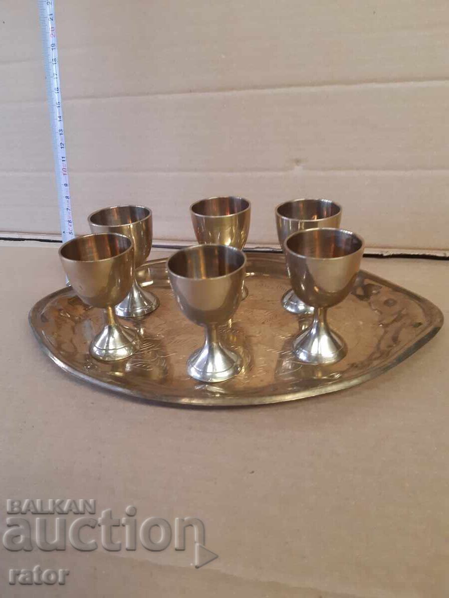 Old beautiful bronze set for liqueur, rakia and other drinks - 6