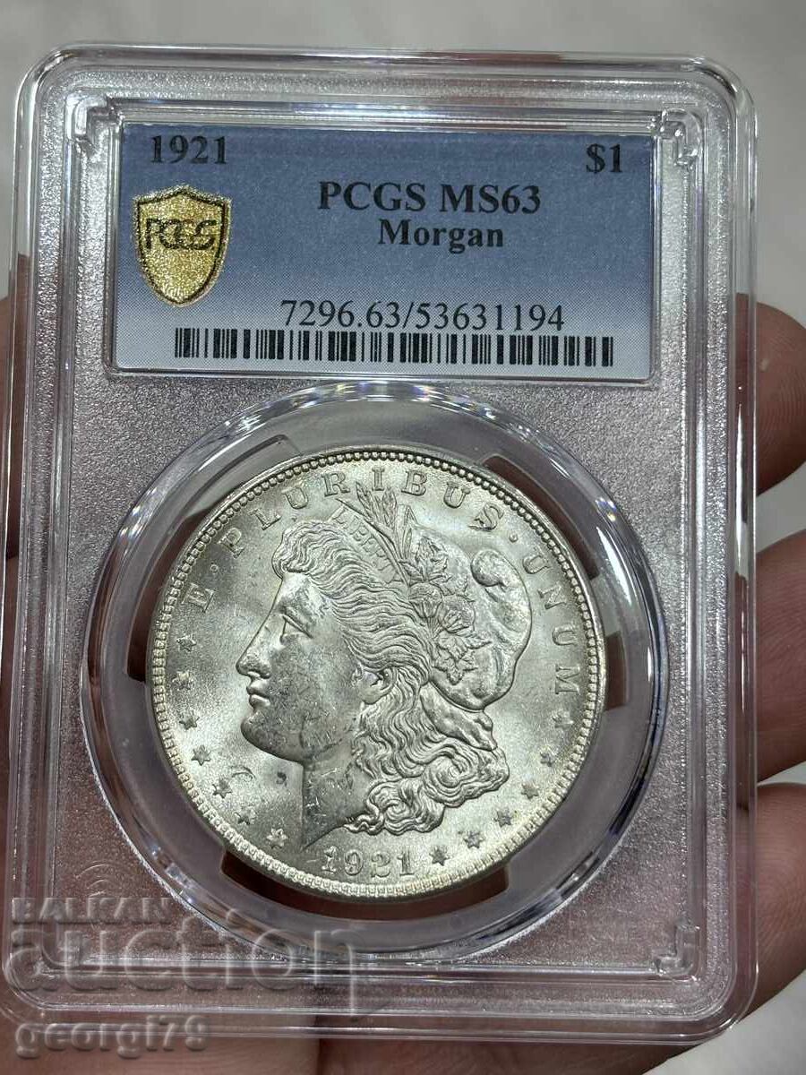 1 Δολάριο Μόργκαν 1921 PCGS MS 63 με τιμή 185.05 BGN | € 94.61 1 Δολάριο Μόργκαν 1921 PCGS MS 63 με τιμή 185.05 BGN | € 94.61