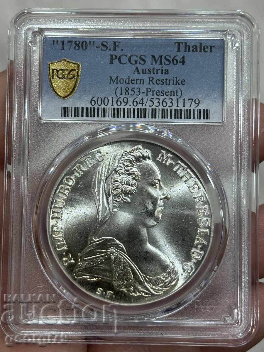 1 Τάληρο Μαρία Θηρεσία 1780 PCGS MS 64 ρεστάικ με τιμή 145.00 BGN | € 74.14 1 Τάληρο Μαρία Θηρεσία 1780 PCGS MS 64 ρεστάικ με τιμή 145.00 BGN | € 74.14