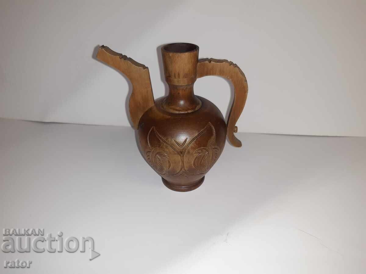 Figură veche din lemn, figurină - ulcior
