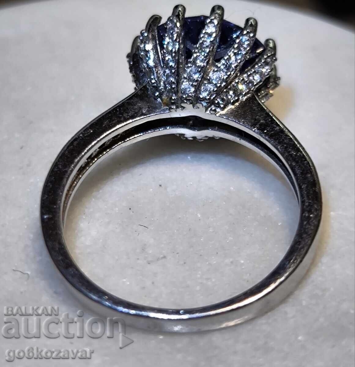 Women's Silver Ring Skydiamond, Topaz Diamonds Gilding - 5 Women's Silver Ring Skydiamond, Topaz Diamonds Gilding - 5