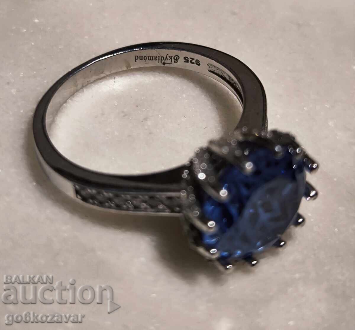 Women's Silver Ring Skydiamond, Topaz Diamonds Gilding - 6 Women's Silver Ring Skydiamond, Topaz Diamonds Gilding - 6