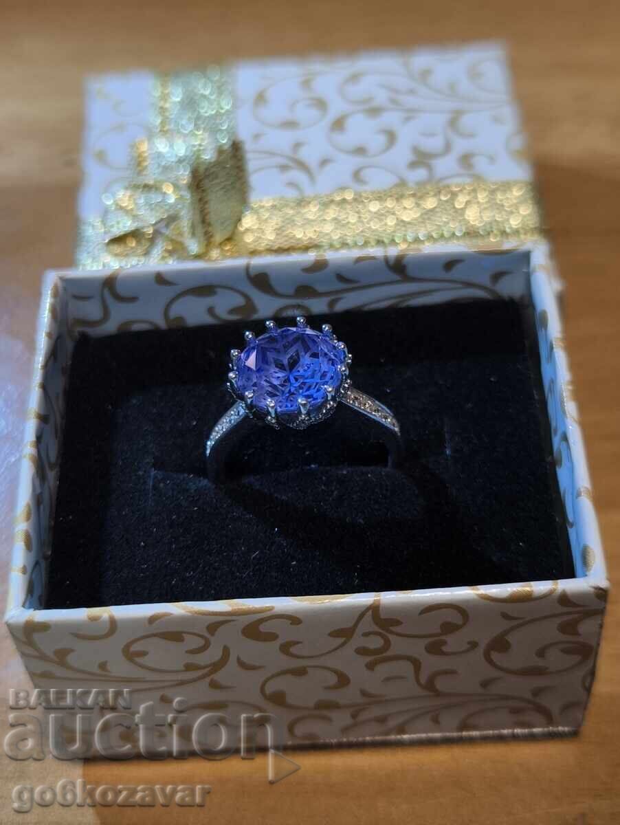 Women's Silver Ring Skydiamond, Topaz Diamonds Gilding - 7 Women's Silver Ring Skydiamond, Topaz Diamonds Gilding - 7